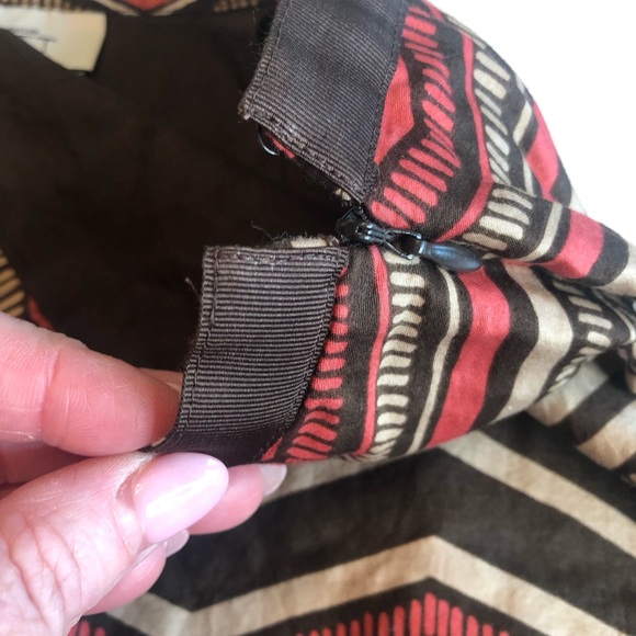 LOFT 100% Cotton Chevron A-Line Knee Length Lined Skirt Neutral 10 - Picture 3 of 9